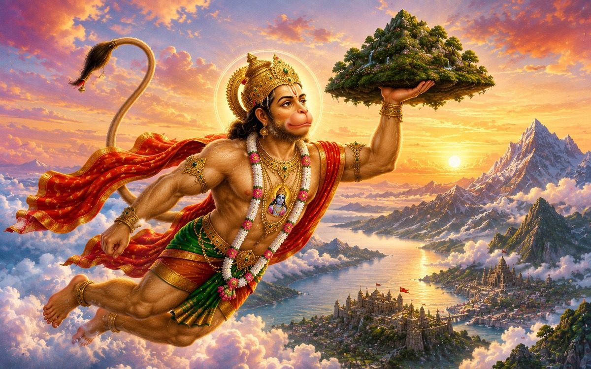 Why Does Hanuman Carry a Mountain? A Story of Devotion, Strength, and Seva