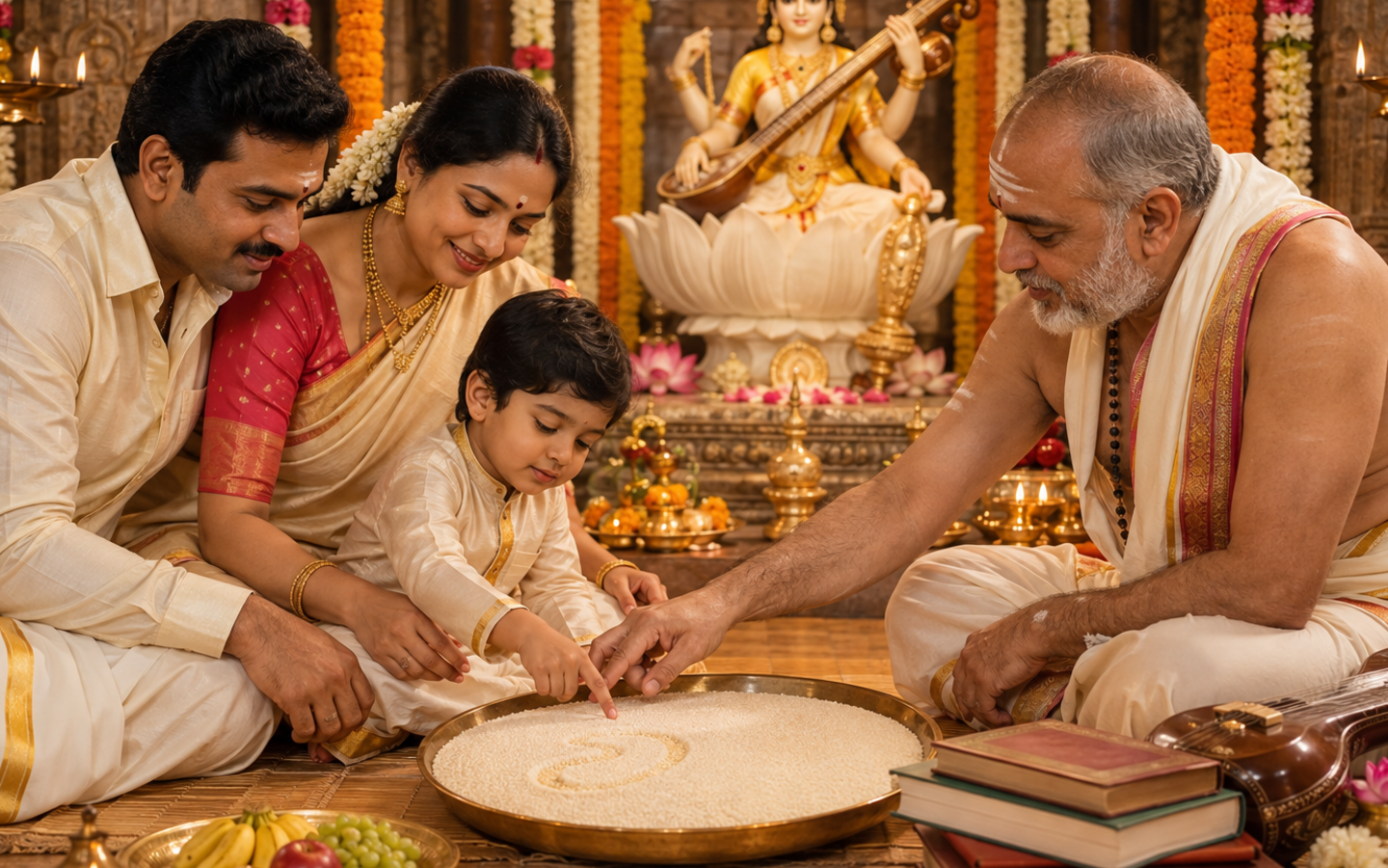 Vijaya Dasami and Vidyaarambham: A Sacred Beginning Blessed by Goddess Saraswathi